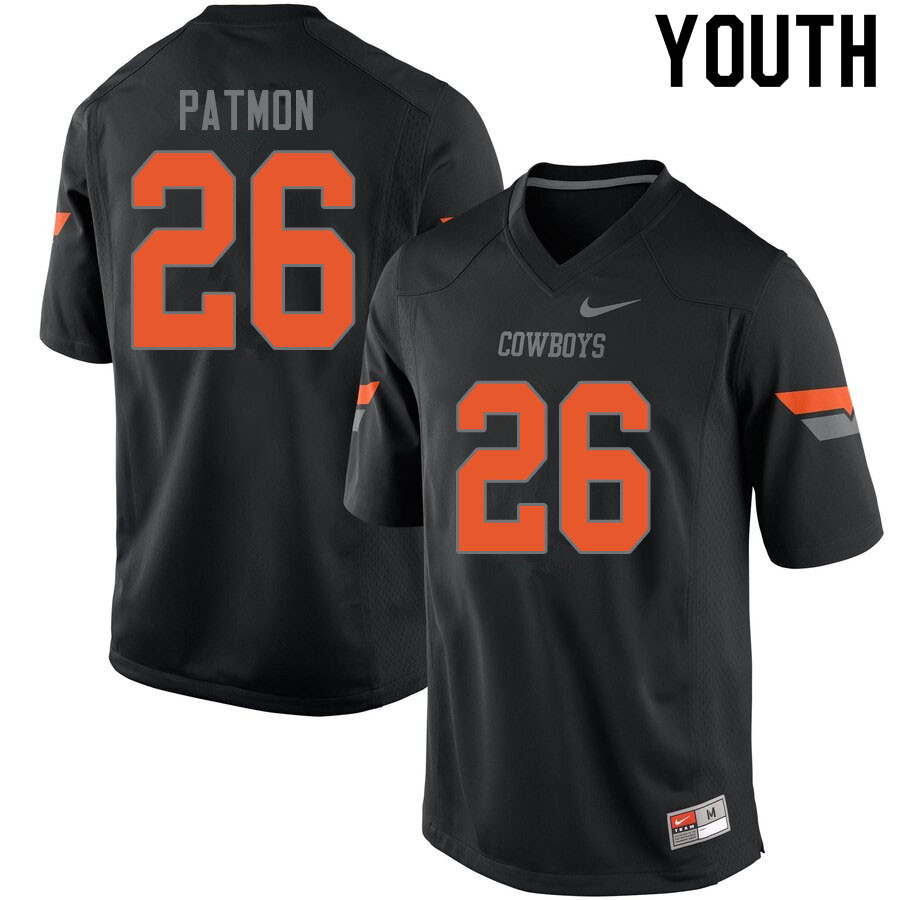 Youth #26 Tyler Patmon Oklahoma State Cowboys College Football Jerseys Sale-Black